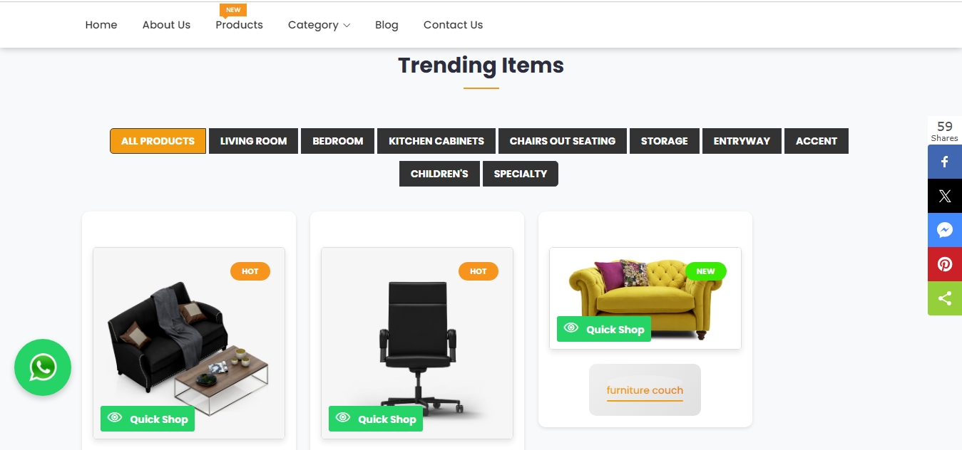 Eommerce Website Development for Winfrida Furniture